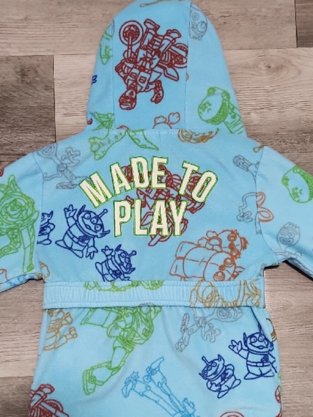 Disney Toy Story Kids Beach Bath Robe Hood Light Blue Green Satin Accent  Sz 4 - Picture 6 of 13